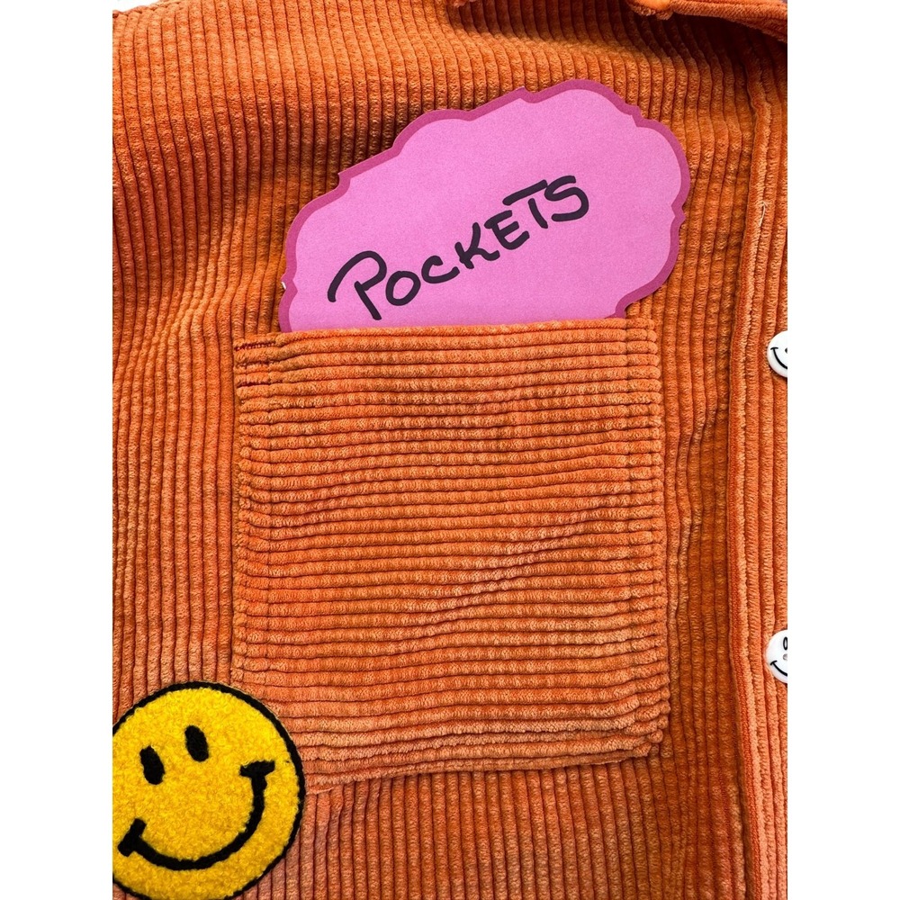 NEW BDG Urban Outfitters XS Orange Corduroy Button Up Crop Shirt Shacket Jacket - Picture 8 of 16